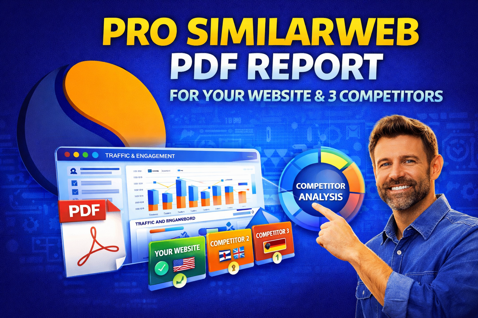 I will create a pro Similarweb PDF report for your website and 3 competitors