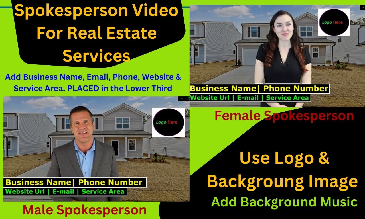 Provide Real Estate Spokesperson Promo Video for local business