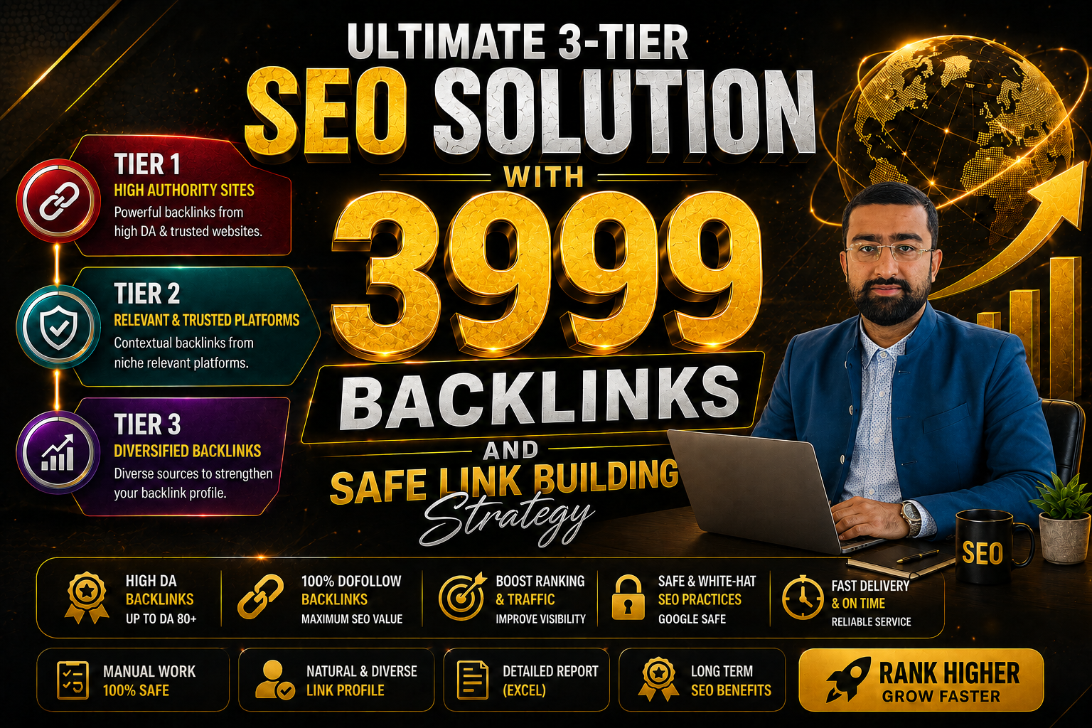 Ultimate 3-Tier SEO Solution with 3999 Backlinks Package and Safe Link Building Strategy