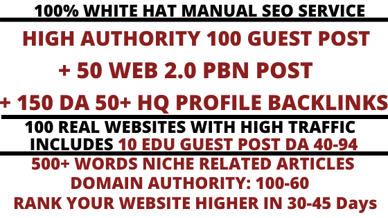 I will write and publish 100 high quality guest post include 10 EDU Posts high DA 100-60 websites