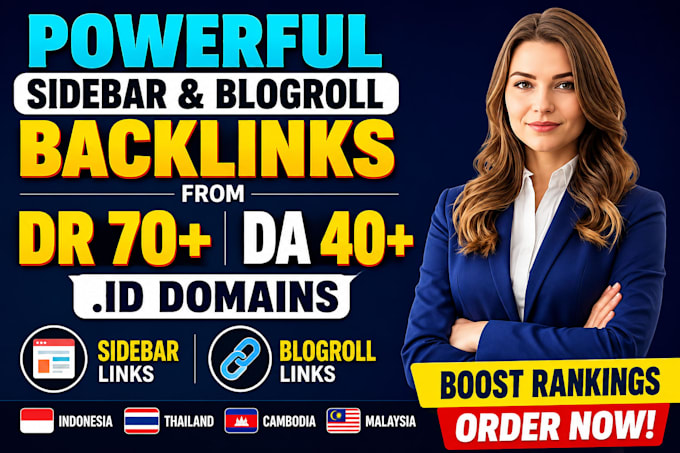 10 blogroll .id Indo domain High DA 40 DR 70+ Indexble PBNS Backlinks 