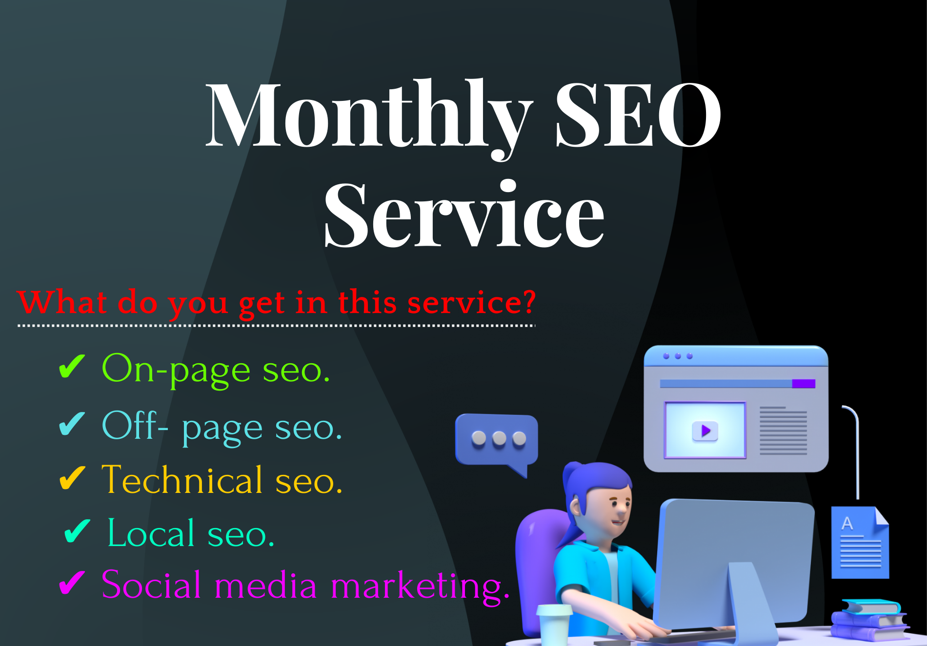 I will do white hat monthly SEO service for Google 1st ranking