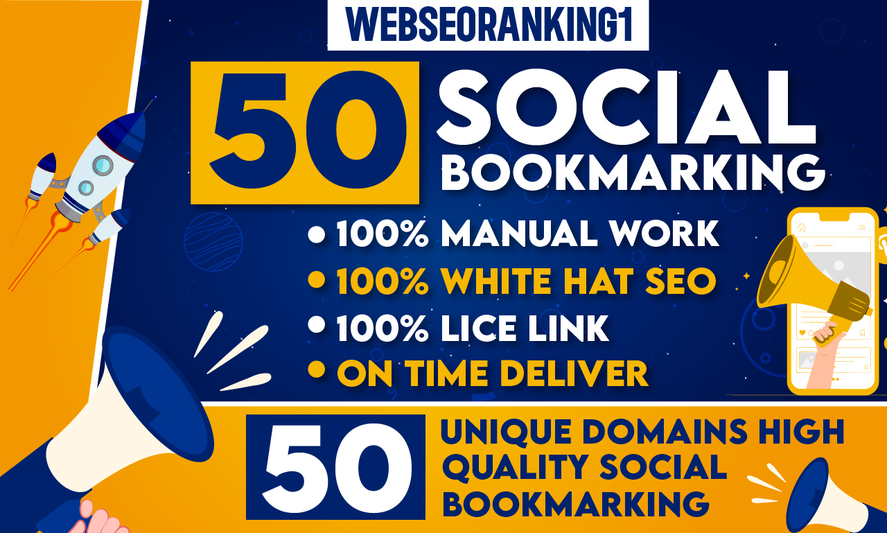 I Will DO High Quality 50 Unique Domains Social Bookmarking on White Hat SEO Backlinks