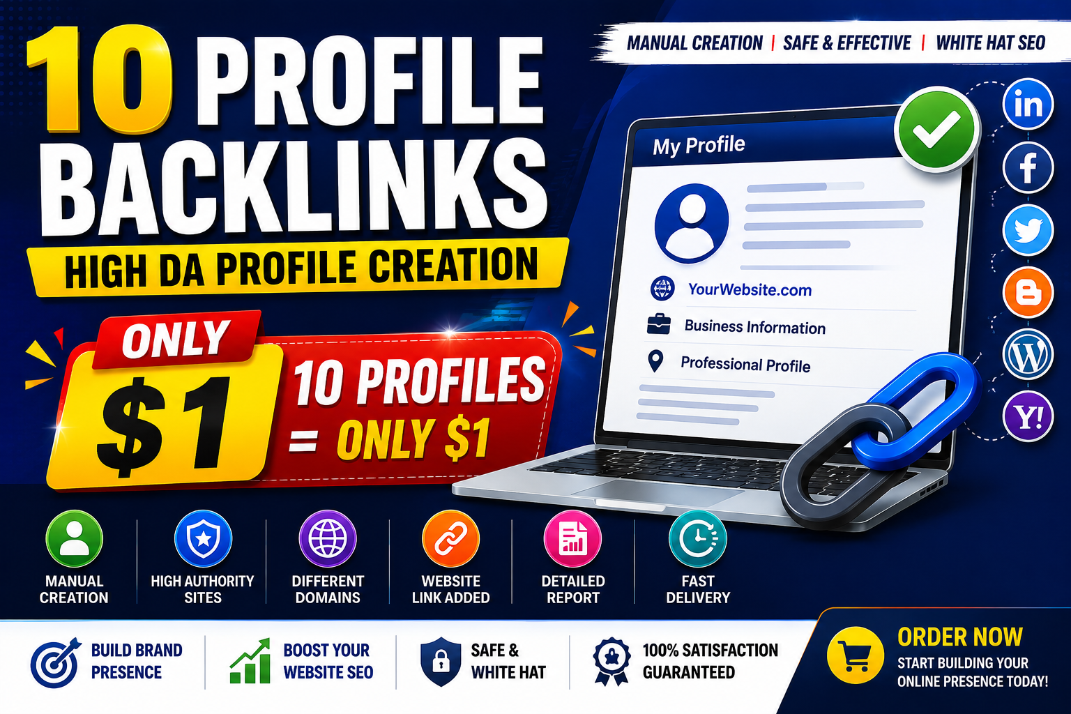 I Will Create 10 HlGH DA Profile Backlinks to Rank We...