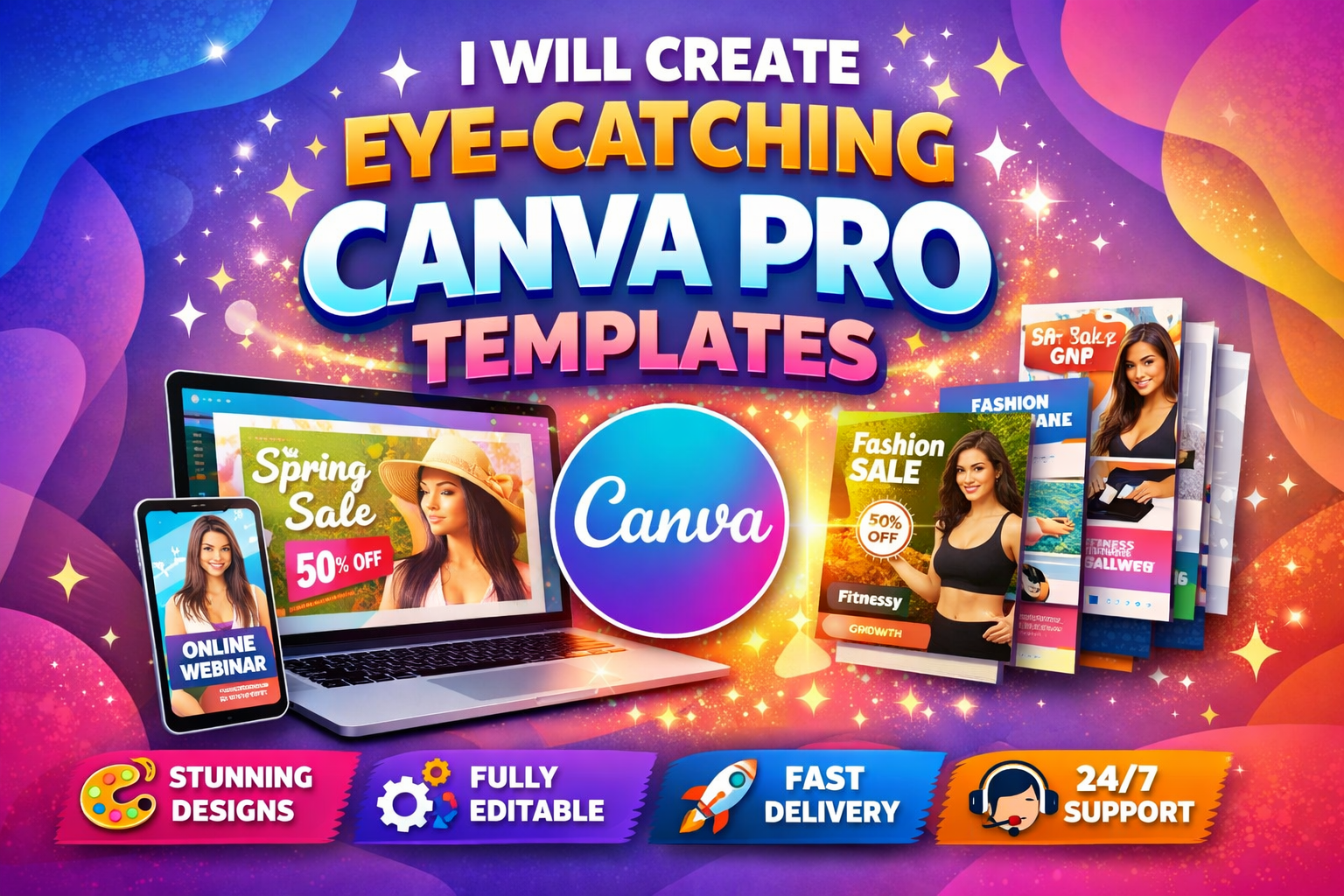I will create eye-catching CANVA PRO templates for your brand