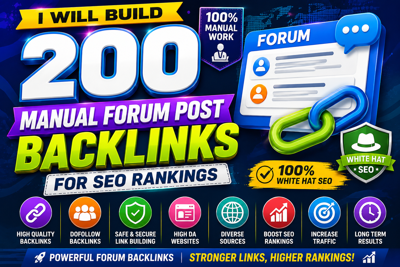 I Will Build 200 Manual Forum Post Backlinks for SEO Rankings