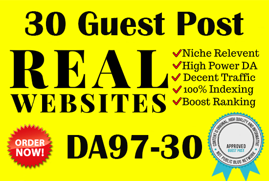 I will write and publish 30 guest post high domain authority site