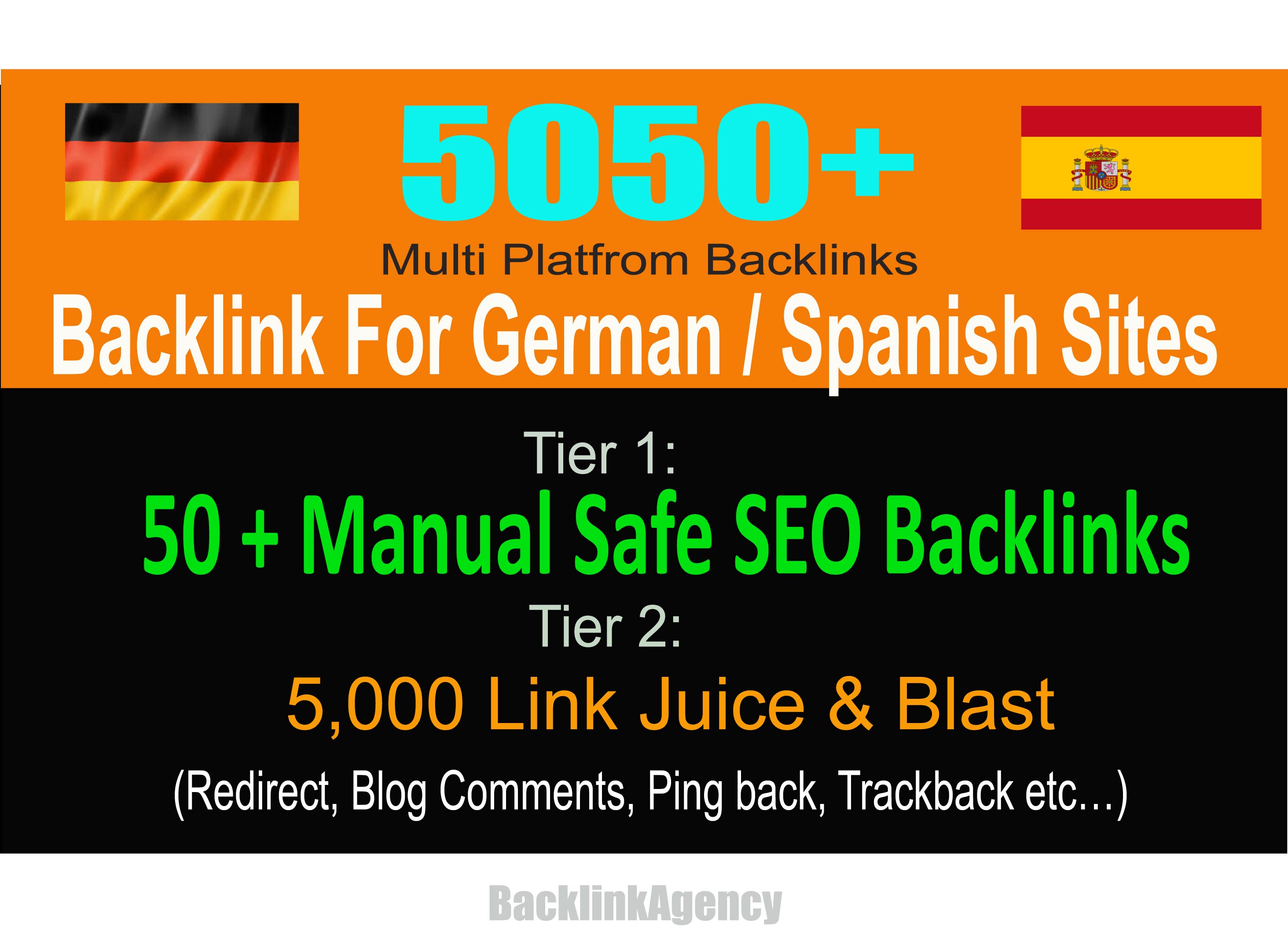Backlink For German/Spanish/Dutch Website: 50 Manual Backlink With 5000 Tier2 Backlinks