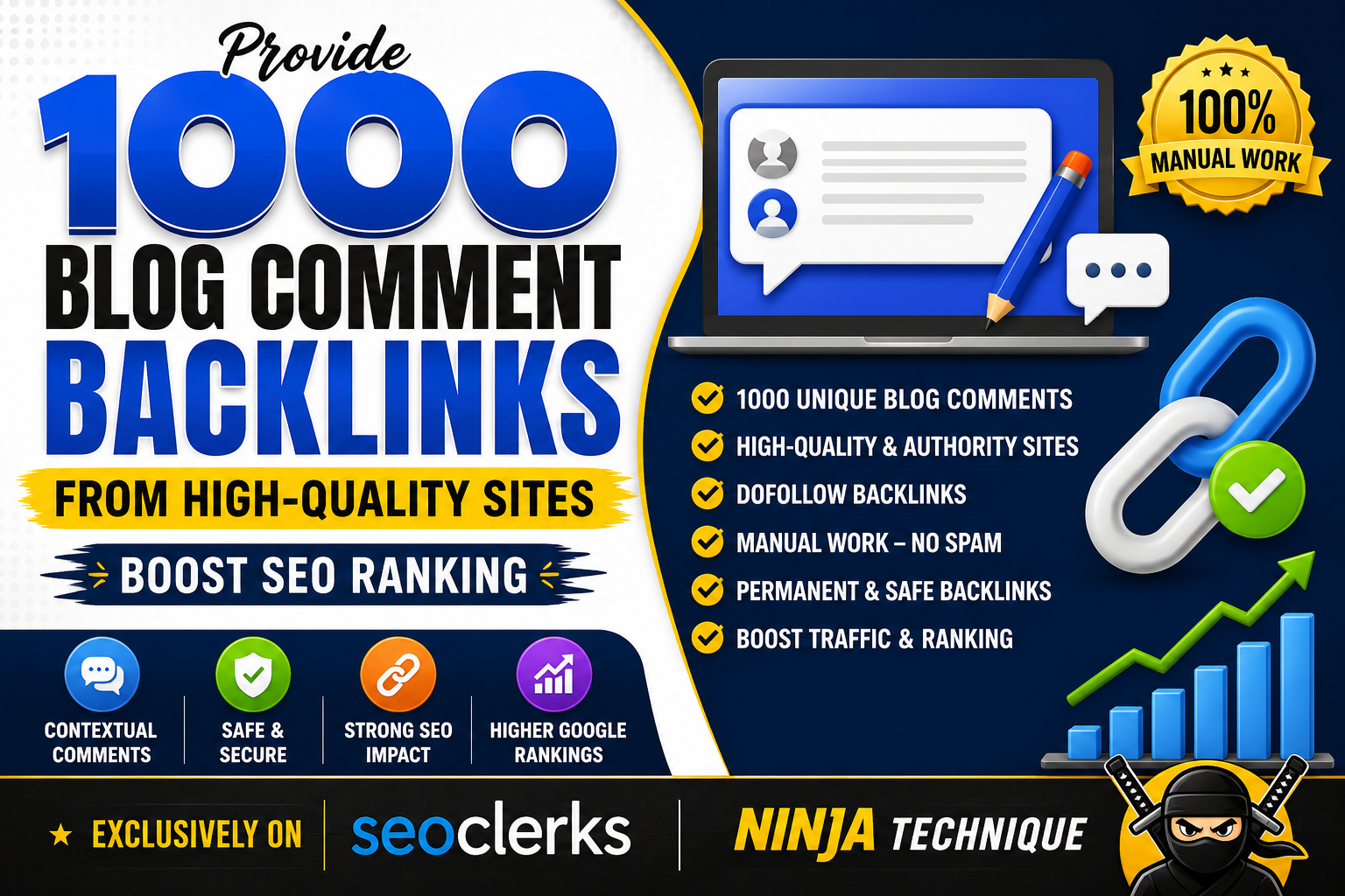 Rank Higher on Google 1000 Manual Backlinks Premium Quality, High DA Up to 99 & Google-Safe
