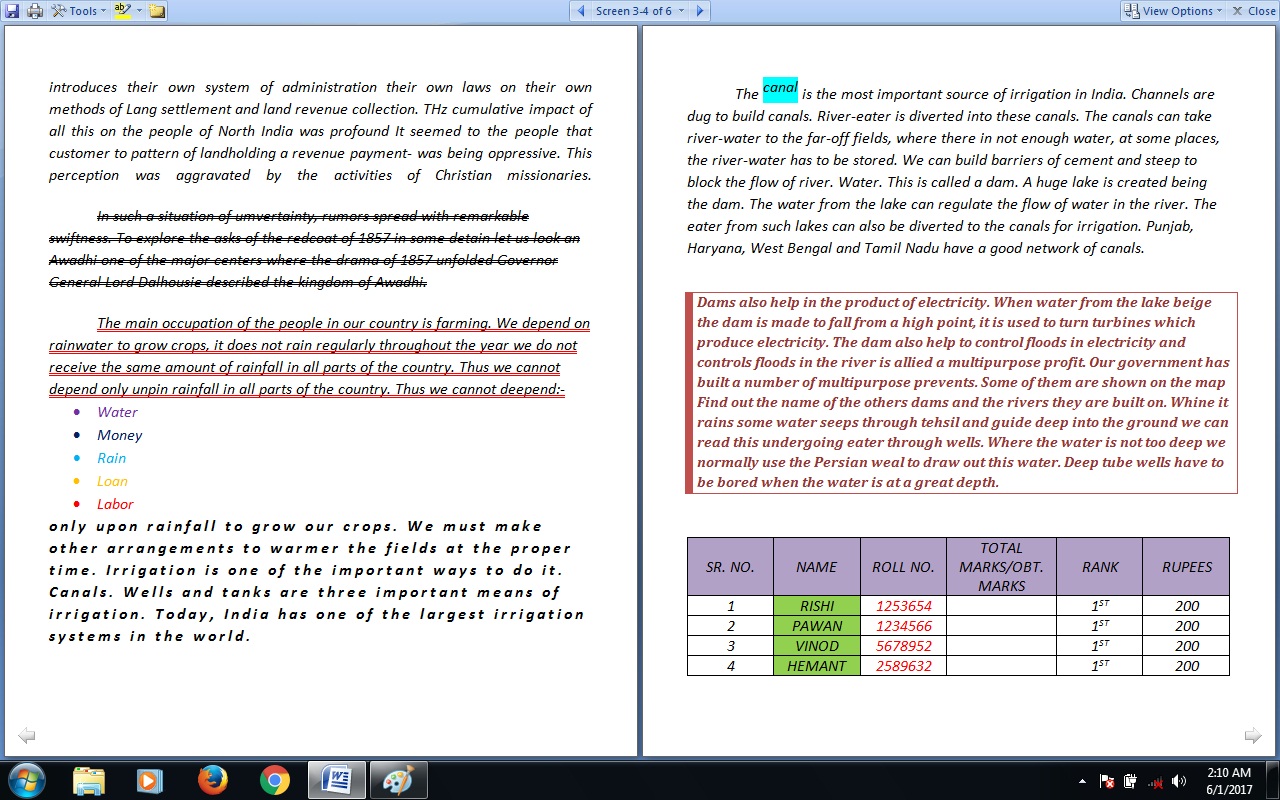 Data entry Typing and Copy Paste work in MS Word in English Hindi