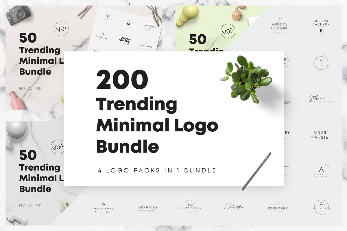 200 Trending Minimal Logo Bundle