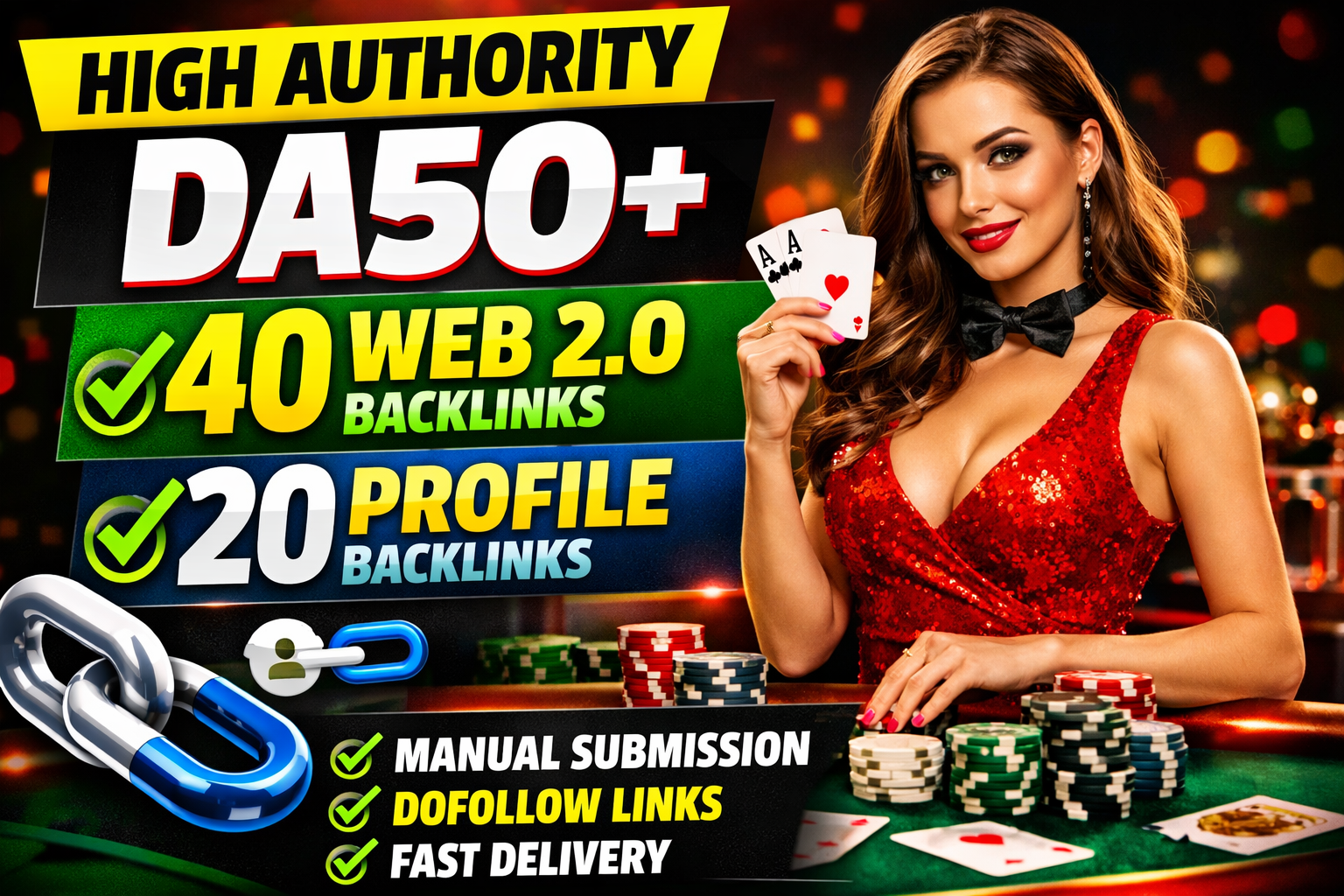 I will create high authority da50+ 40 web 2.0 backlinks 20 profile backlinks