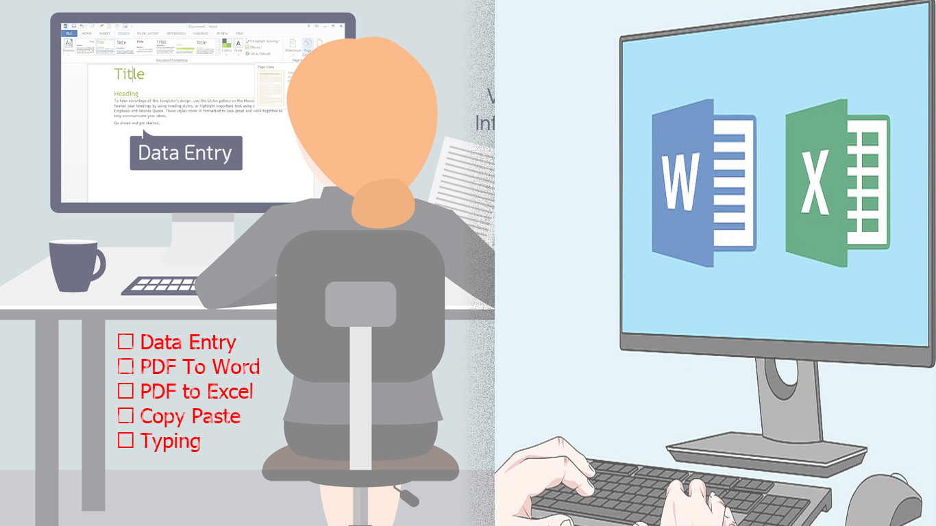  Pdf to Word & Excel, Data entry, Typing, Photoshop, Copy Paste,