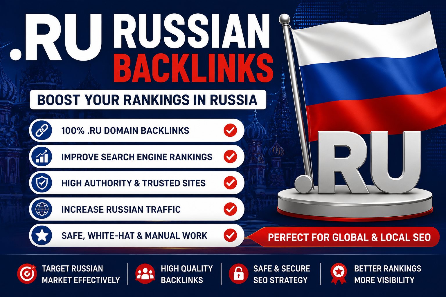 I will do 5 .ru Russian backlinks link building off page seo