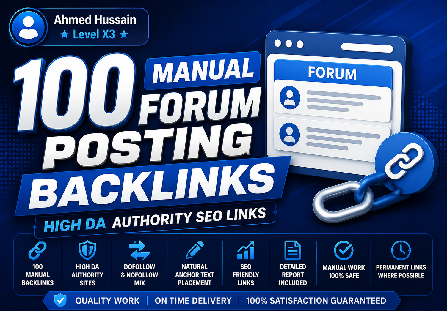 Do Create 100 Manual Forum Posting Backlinks High DA Authority SEO Links