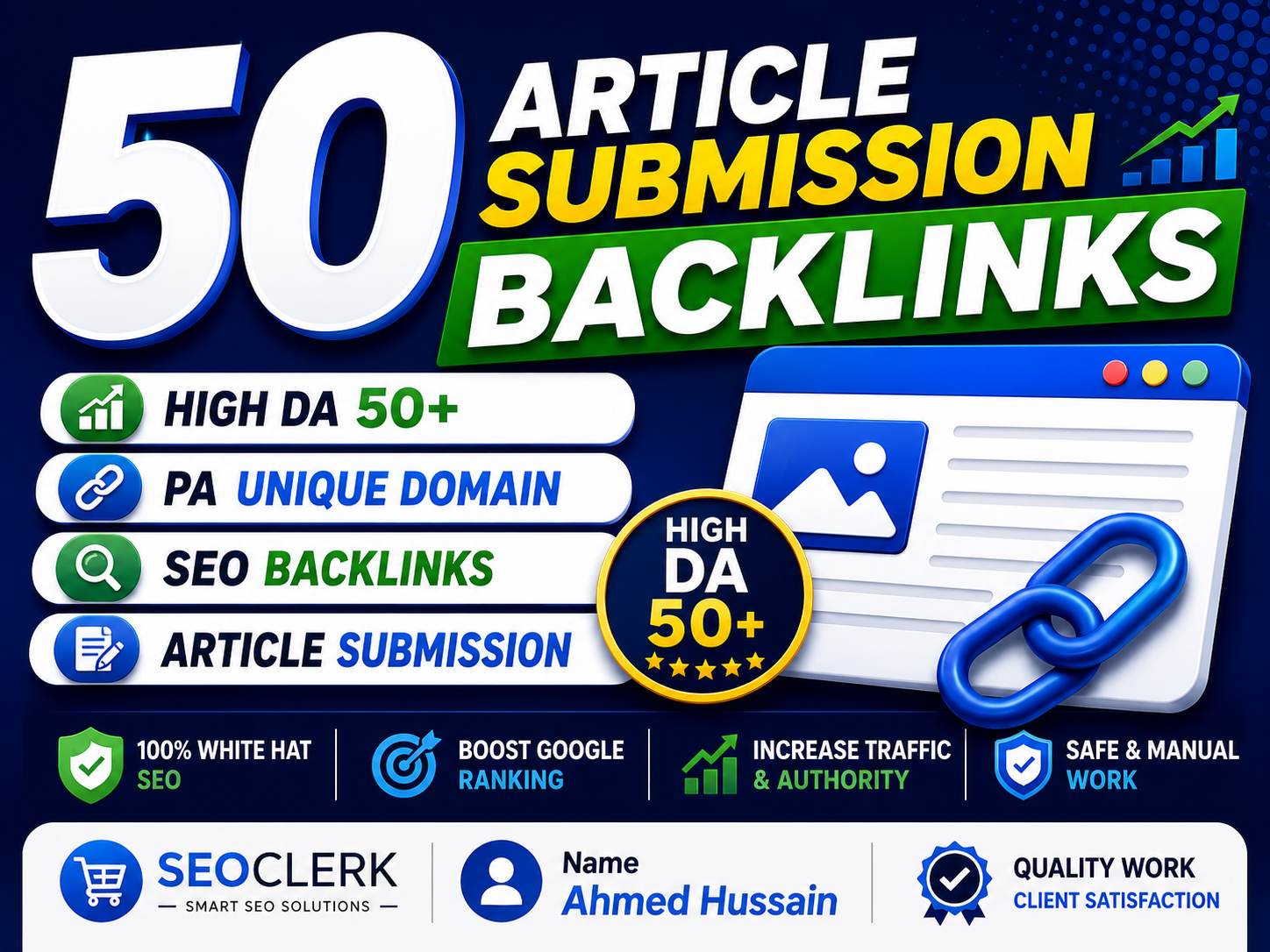 Create 50 article Submission Backlinks high da pa unique domain SEO backlinks High DA 50+