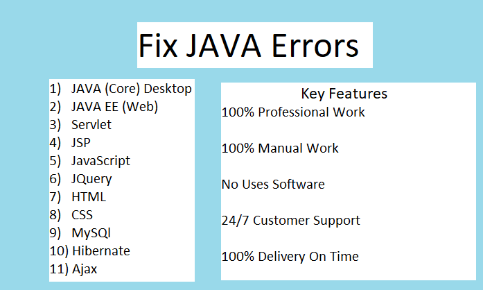 I will do java programming,jdbc,jsp and hibernate tasks plus web