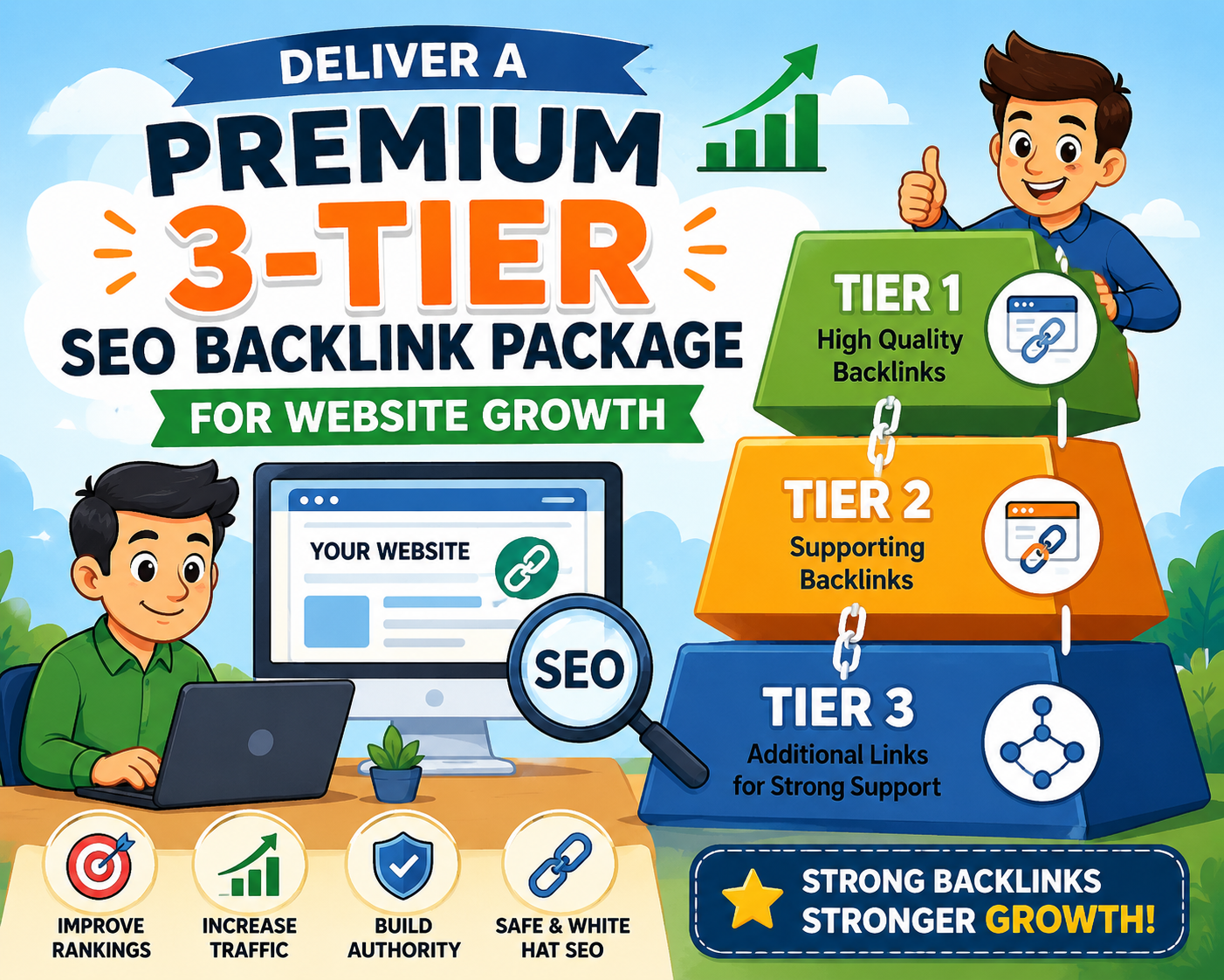 3500 Deliver a Premium 3-Tier SEO Backlink Package for Website Growth