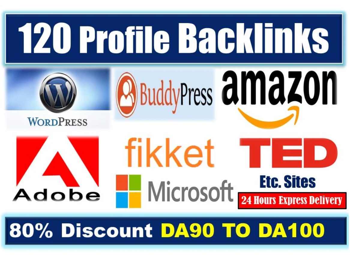 I will create 120 white hat authority profile backlinks from amazon,adobe,microsoft