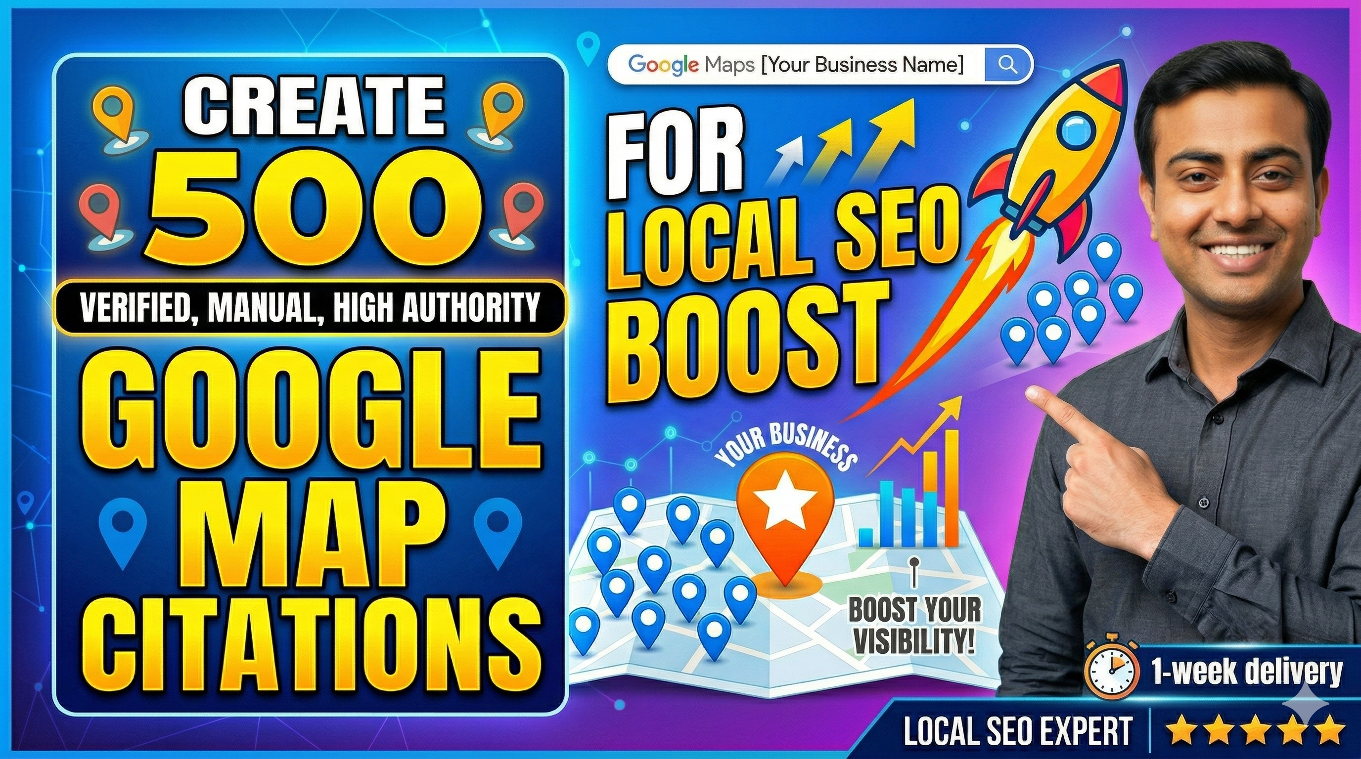 I will create 500 google map citations for local SEO ...