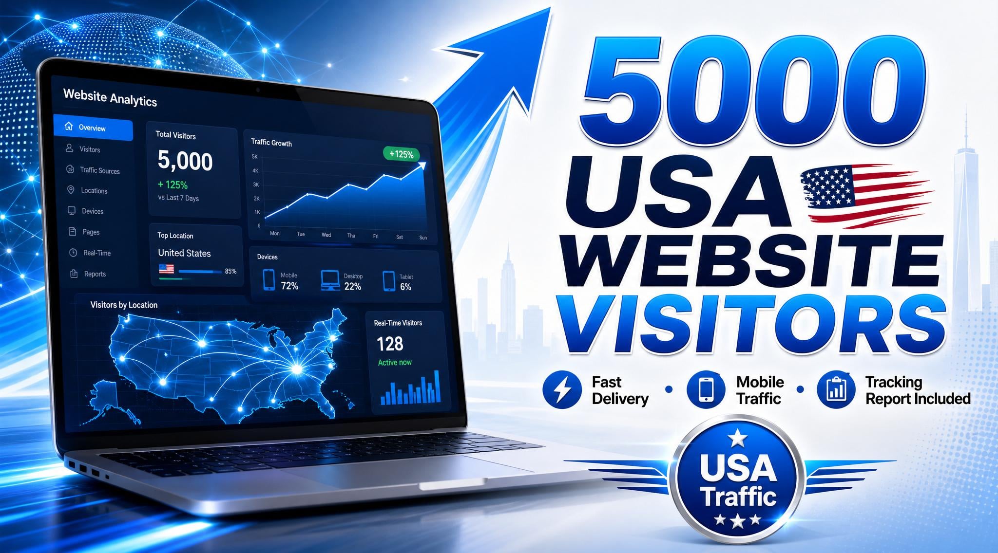 I will Drive 5000 USA Website Visitors to Your Website