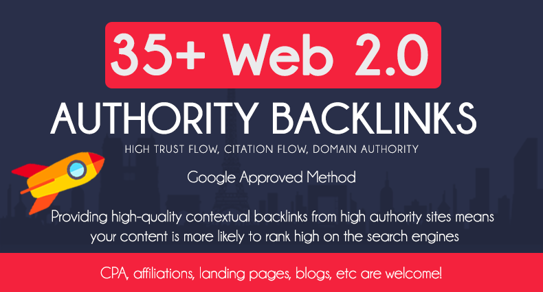 Add 35 HQ Web 2.0 Authority Backlinks