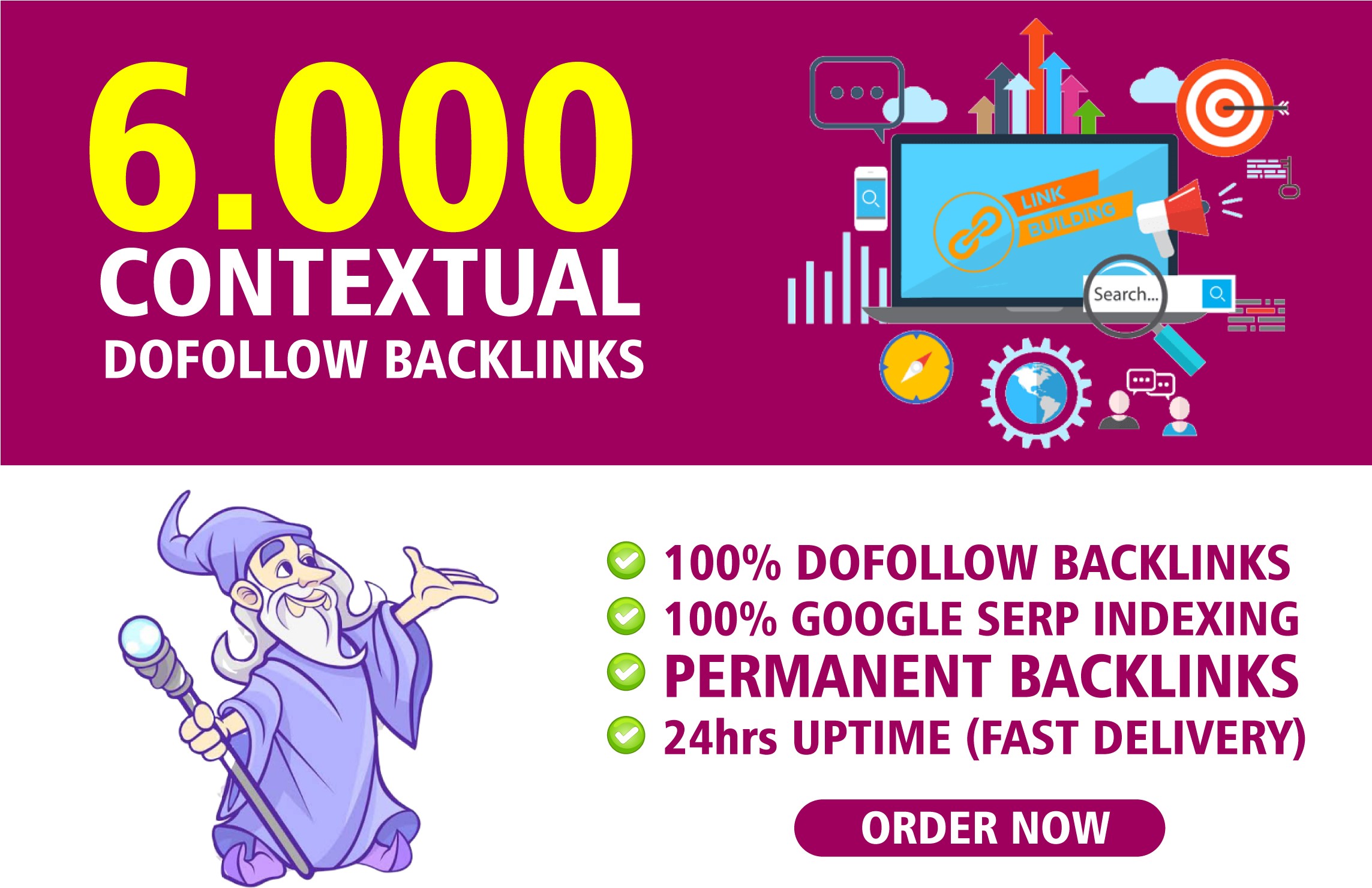 I will build 6000 contextual dofollow authority backlinks for google seo ranking