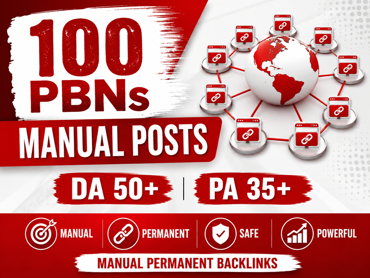 GET 100 Premium Quality PBN Backlink DA 50+ PA 35+ Permanent Manual Posts