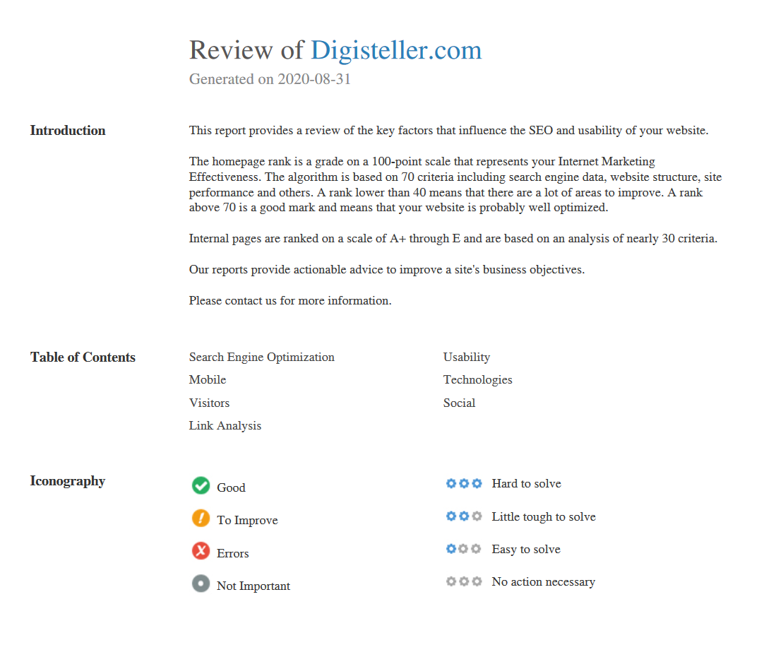 I will provide an SEO report for any website