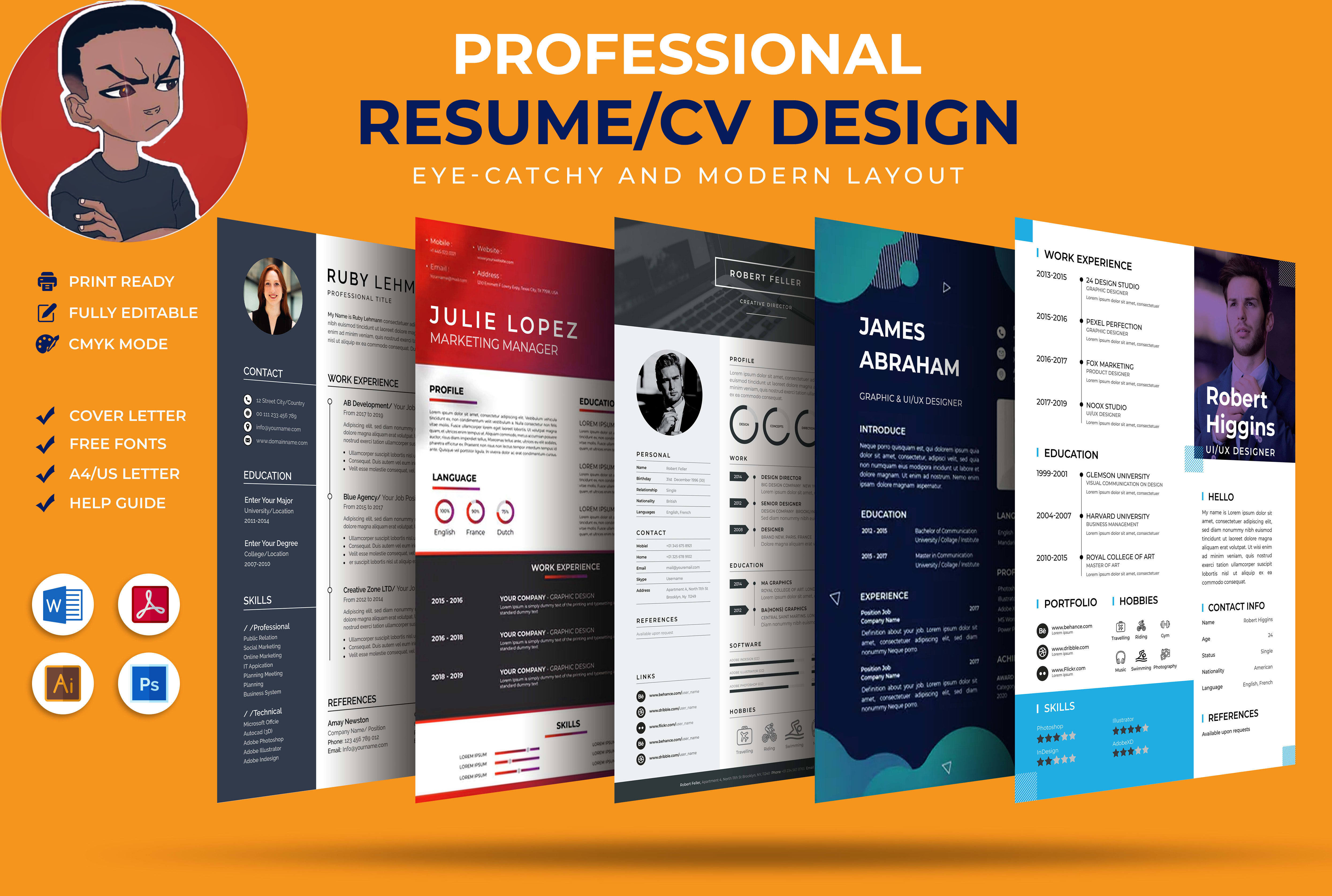 I Will Make Professional CV, Resume and Portfolio De...
