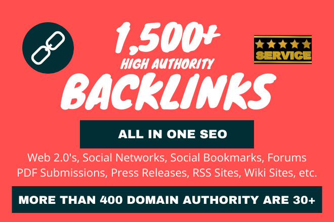 1500+ All in One Backlinks. High DA Quality Combined Backlinks