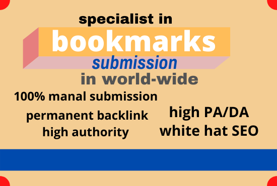  I will do manually 50 bookmark qualify submission high PA/DA backlinks