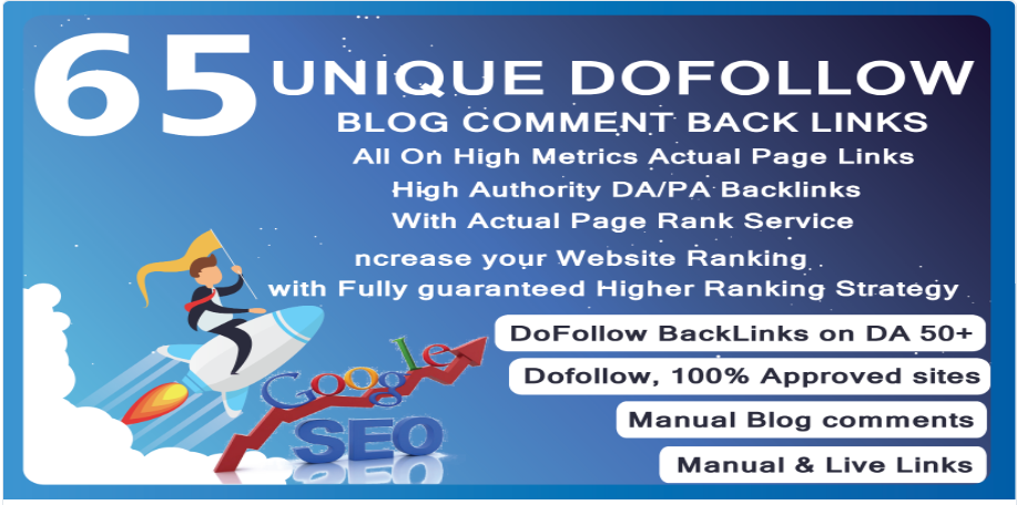 i will do 65 unique dofollow blog comments back links
