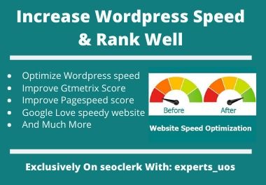 I will increase wordpress speed optimization with gtmetrix pagespeed