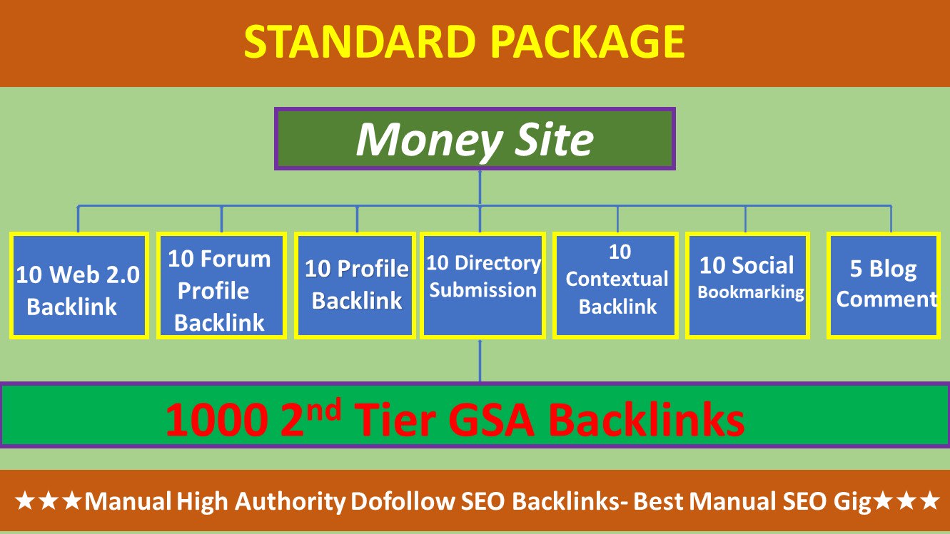 I will Build 65 Manual High Authority Do-follow Links with 2000 2nd Tier Links for 1st page ranking