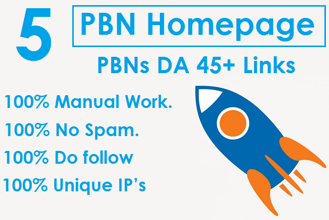 Do 5 PBN Homepage High Quality Dofollow DA45 plus Links