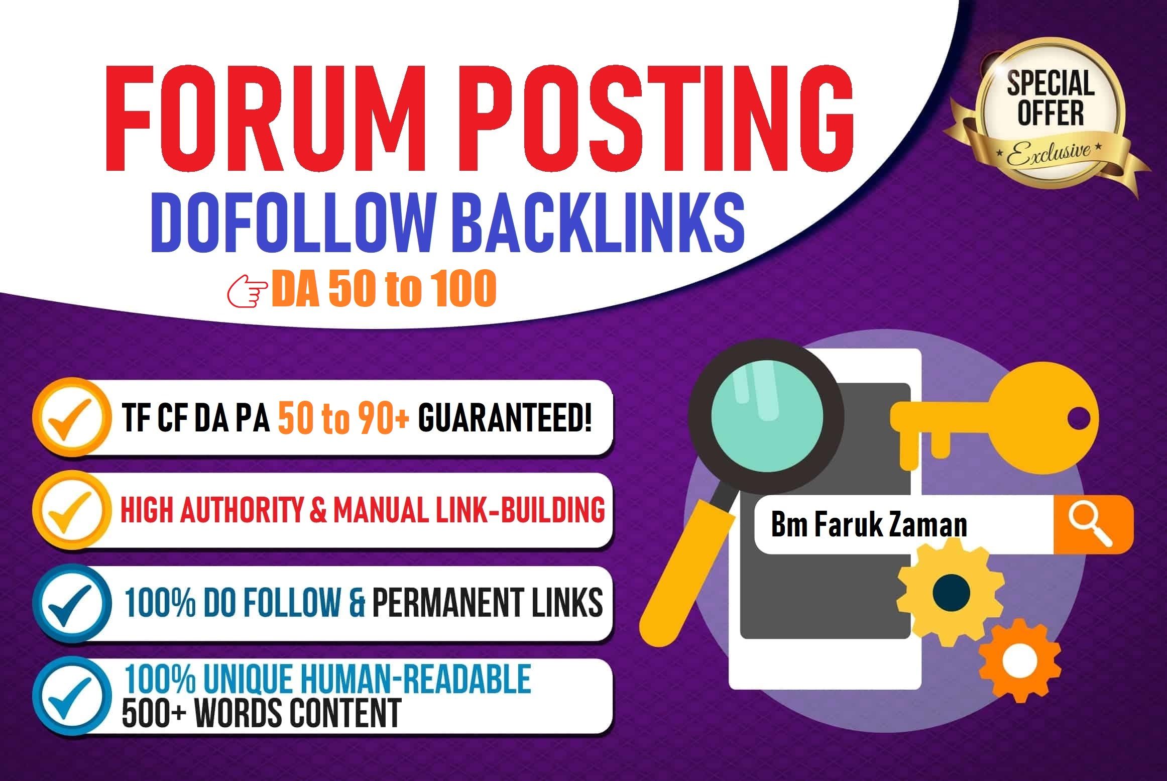100 Dofollow Forum Backlinks DA 50-100 - Get Guaranteed Results