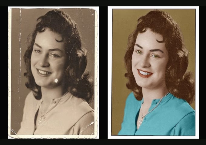 I will color and restore your 2 black / white photos 