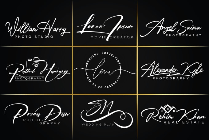 I will design handwritten, scripted, cursive, signature logo