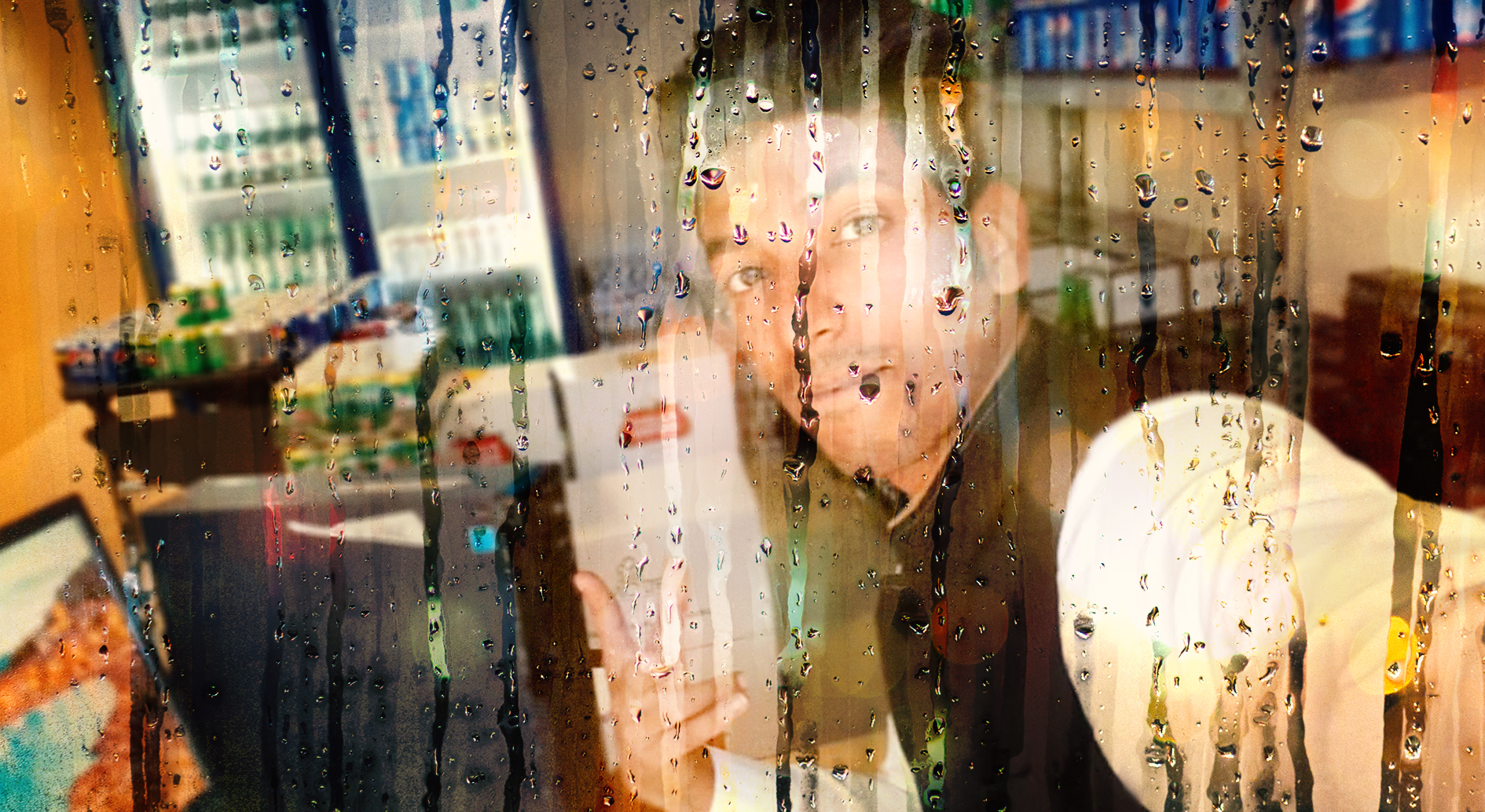 picture in the wet glass edited by adobe photo shop