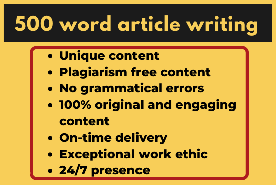 500 Words Article Writing & Blog Content Writing Service