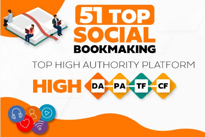 I will Create 51+ top High Authority Social Bookmarking Backling