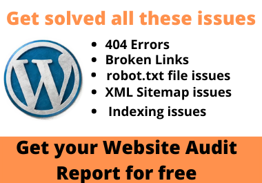 I will fix 404 errors, broken links, robot txt, and XML sitemap issues