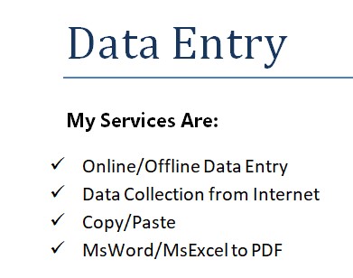 Any Kind of Data Entry in MsWord & MsExcel