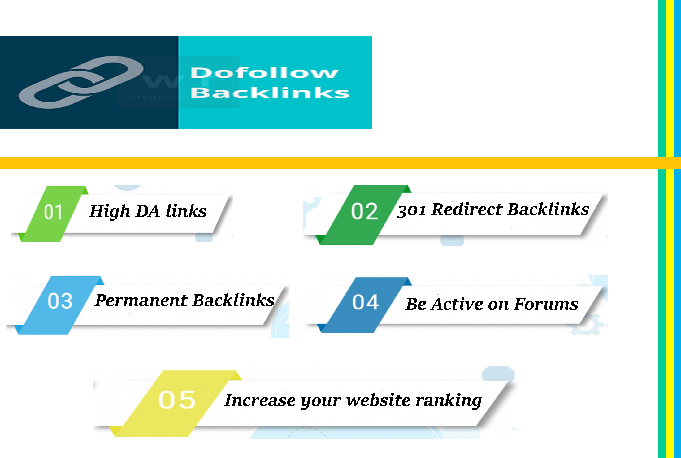 I will provide strong SEO high dofollow backlinks for your website