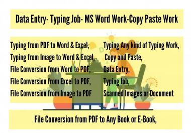 I will do any data entry typing work, typing job, copy paste, typing expert, within 24h