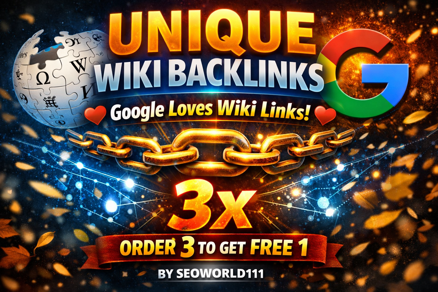 Unique 100 Wiki Backlinks - Google Loves Wiki Links - 3x - Order 3 to get free 1