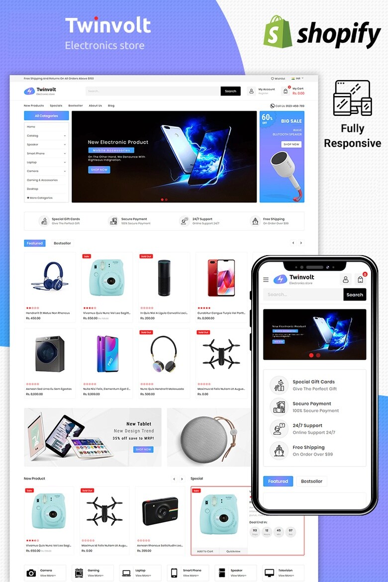 I will design a Shopify compatible with all smart devices shopfiy design