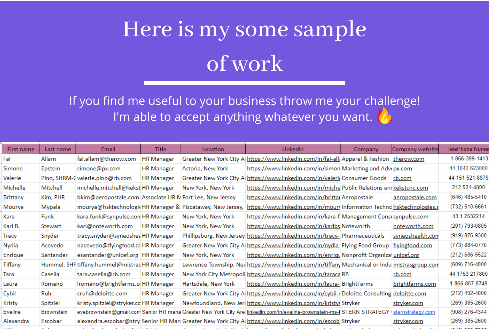 I will do 50 b2b lead generation, web research and data entry 