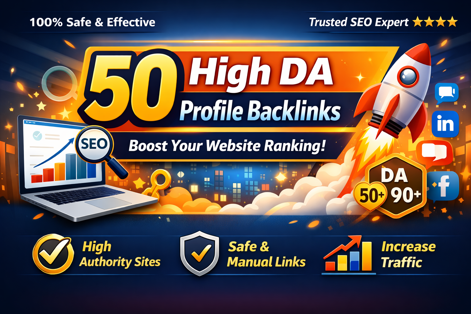 Boost Website Authority with High-Quality 50 Profile Backlinks 
